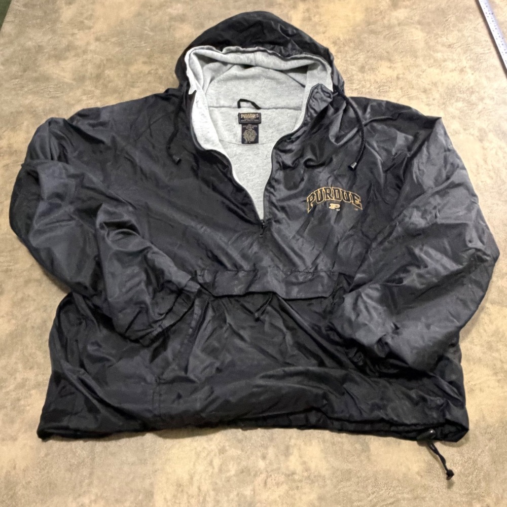 Steve & Barry's Anorak Windbreaker Mens L Black Purdue University Quarter Zip